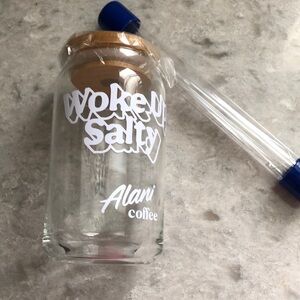 Alani Nu - Woke up salty glass coffee cup with glass straw